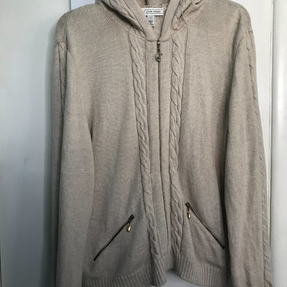 St.John Sport Hoodie Cadigan L Wool Silk Cashmere - Picture 2 of 11